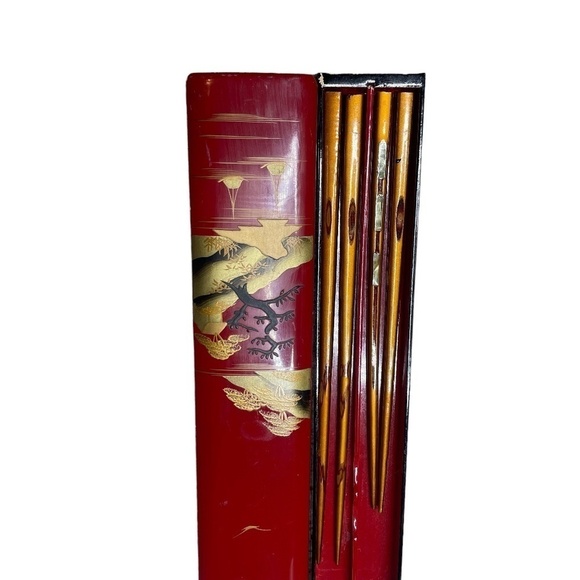 Unique Vintage Lacquer Chinese Chopstick Box - Picture 4 of 7